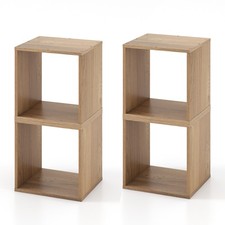 4PCS Stackable Storage Cube Free-standing Storage Organizer Bookcase for Bedroom