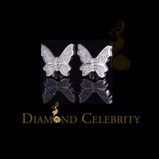 Butterfly Stud Earrings White 925 Sterling Silver Women's 0.50ct Cubic Zirconia