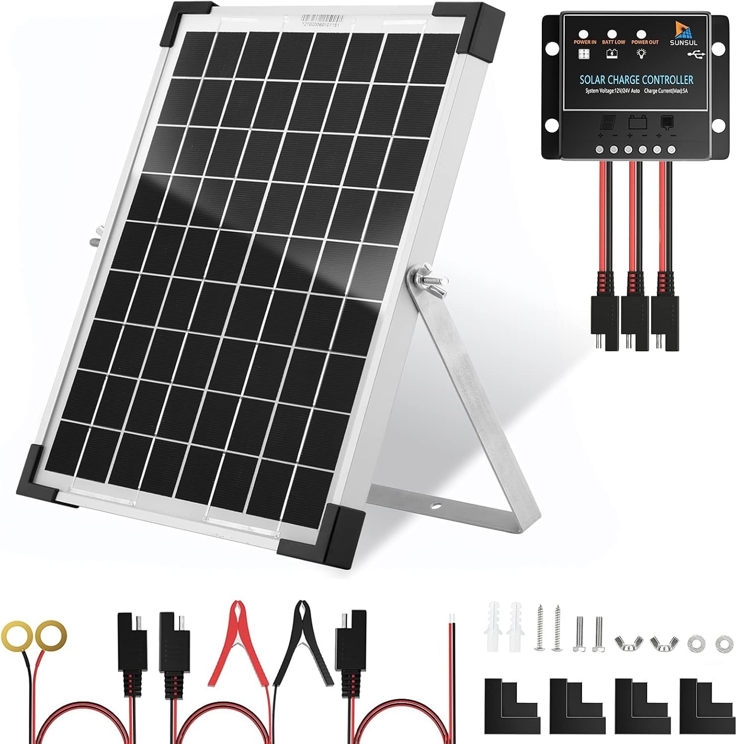 12V 10 Watt Solar Battery Trickle Charger 10W Solar Panel Maintainer Refurbished