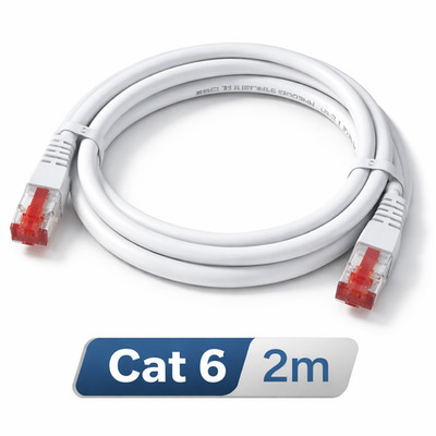 Cat 6 LAN Kabel 2m S/FTP Patchkabel RJ45 Ethernet Netzwerk Weiß