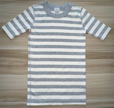 Hanna Andersson Kids 140/10 Cotton Pajama Top Shirt Gray White Stripe Oeko-Tex