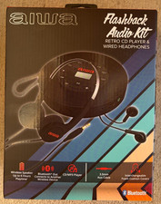 AIWA Flashback Audio Kit Retro CD Player Wired Headphones BLACK - NEW  SEALED