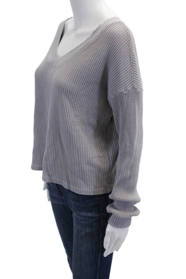 Suéter gris de manga larga con cuello en V Red Haute para mujer talla M Foto 2 de 4