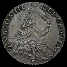 1787 George III Early Milled Silver Shilling, Hearts, A/EF