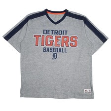 MLB Grey T Shirt Tee Detriot Tigers Short Sleeve Polyester Mens L