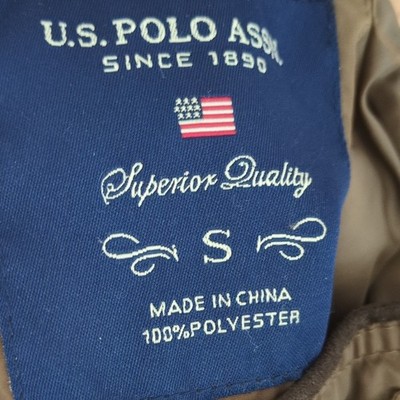 U.S. Polo Assn. Men's Brown Quilted Jacket Full Zip Stand-Up Collar Size S