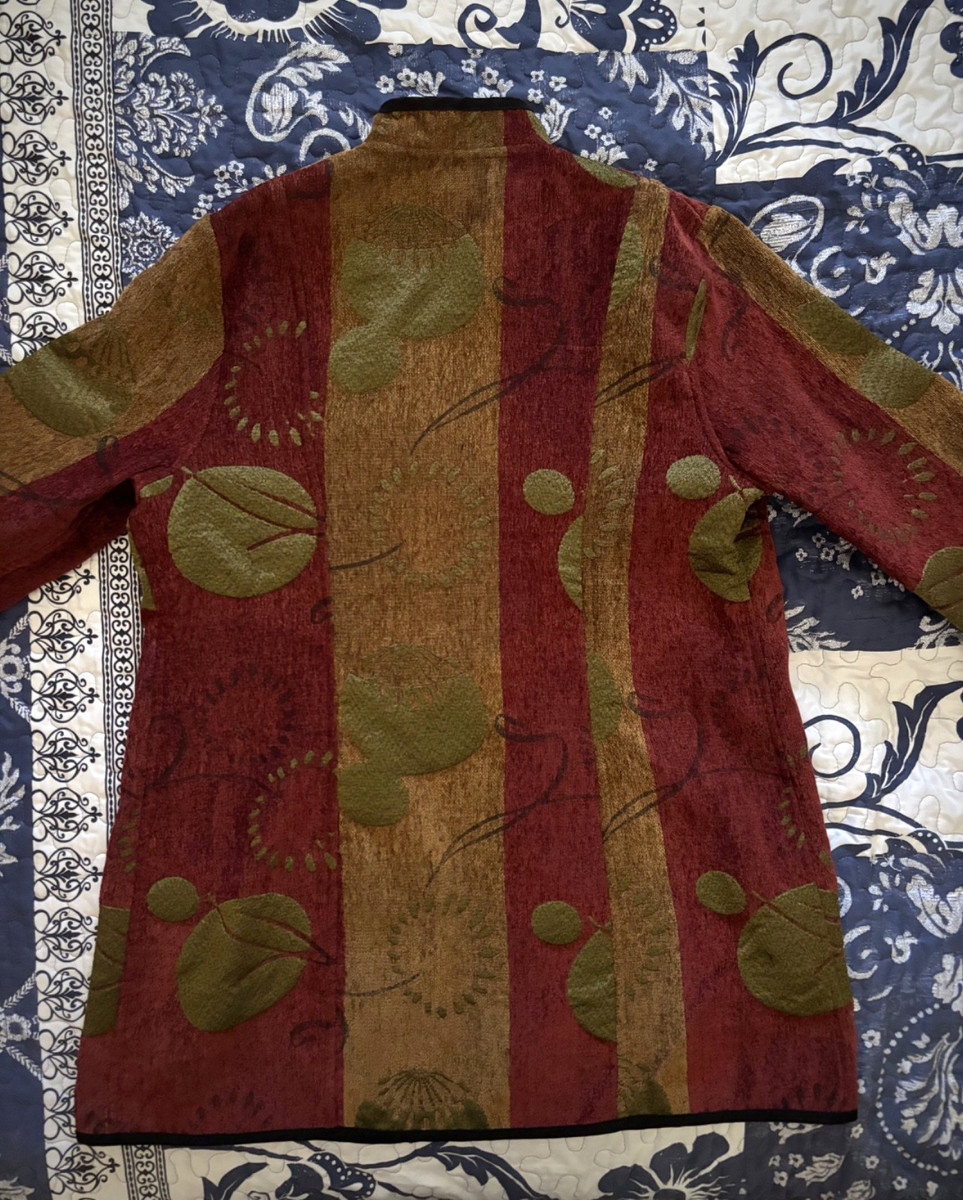 Trimdin Reversible Artisan Tapestry Jacket Large Lilly Pad Collection Autumn USA View 3
