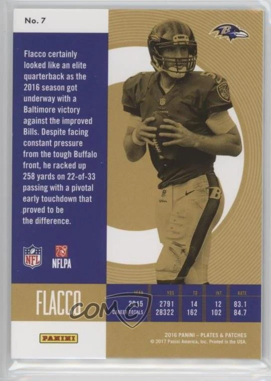 2016 Panini Plates & Patches Blue /50 Joe Flacco #7 - Image 2 of 2