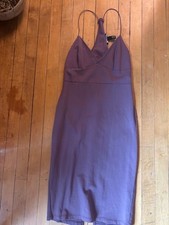 Forever 21 Dress Women Purple Shift Midi V-Neck Sleeveless Casual Small- M (L)