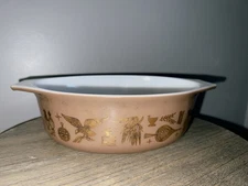 Vtg Pyrex Early American Oval Casserole Dish #043 (1.5 Qt) Country Patriotic EUC