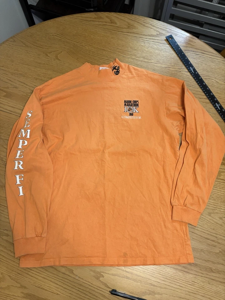 MCM Marine Corp Marathon 2010 10K Competitor Mock Neck Medium Orange Long Sleeve - Image 3 of 4