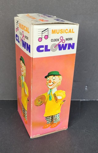 WIND-UP vintage MUSICAL CLOWN playing cymbals NEW in BOX - Picture 8 of 8