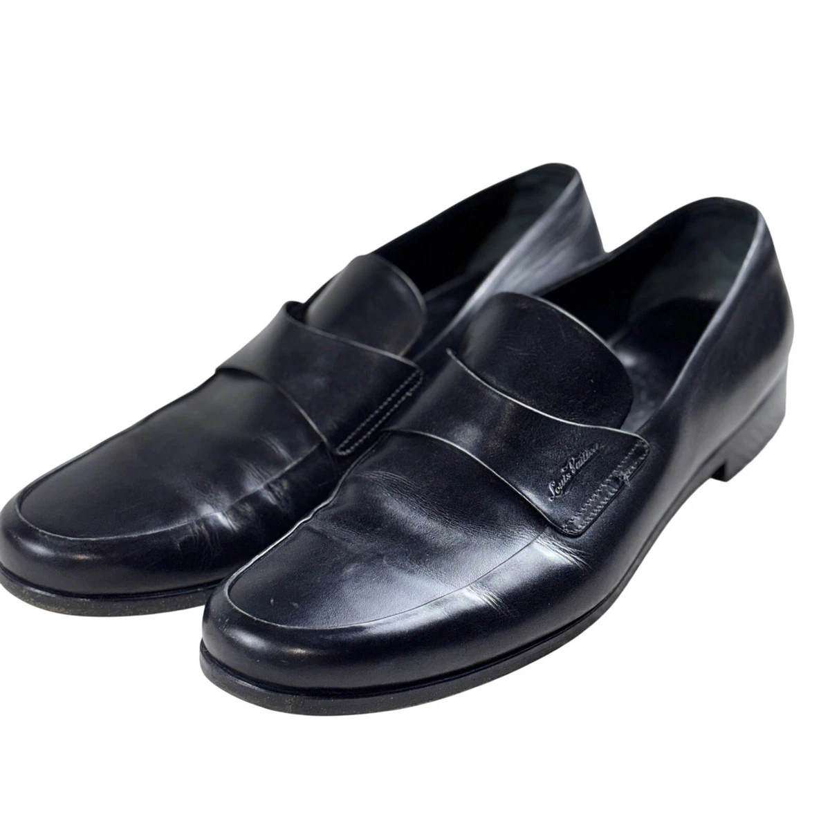 Louis Vuitton black leather dress slip-ons, size 9. Louis Vuitton Black Leather Saint Germain Loafers Size 8 US  main image 4