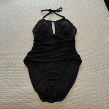 La Blanca Black Island Goddess High Neck Keyhole One Piece Swimsuit Sz 12 Swim