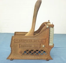  Vtg Bloomfield French Fry Cutter Cast Iron  Made In Chicago ILL 