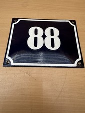 ALTE EMAIL EMAILLE Emailleschild Emailschild  HAUSNUMMER 88  BLAU/WEISS 20 x 14 