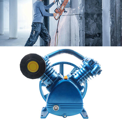 175 PSI V Type 2 Cylinder Air Compressor Pump Motor Head Tool Double Stage 