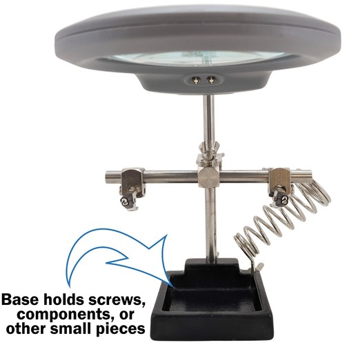 Helping Hand Project Holder with 2x Magnifier and LED Lights, Sturdy Iron Base - Picture 4 of 5