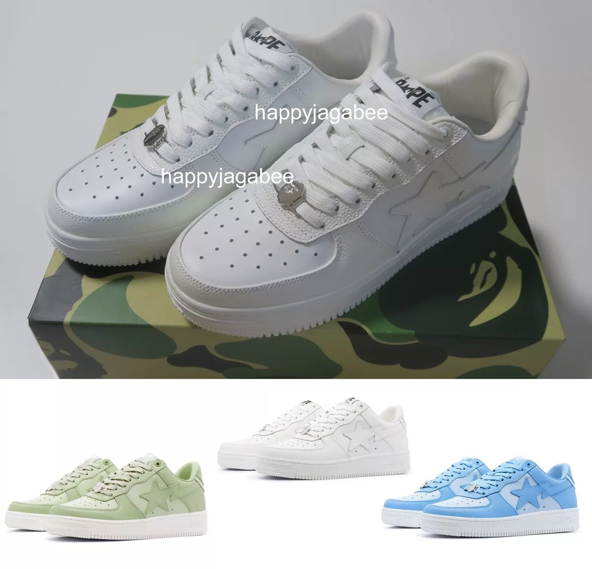 2023 A BATHING APE Men's Footwear BAPE STA #9 1J20191006 Ivory / Green /  Sax New