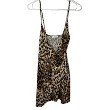 Leopard print faux adjustable wrap mini dress size M