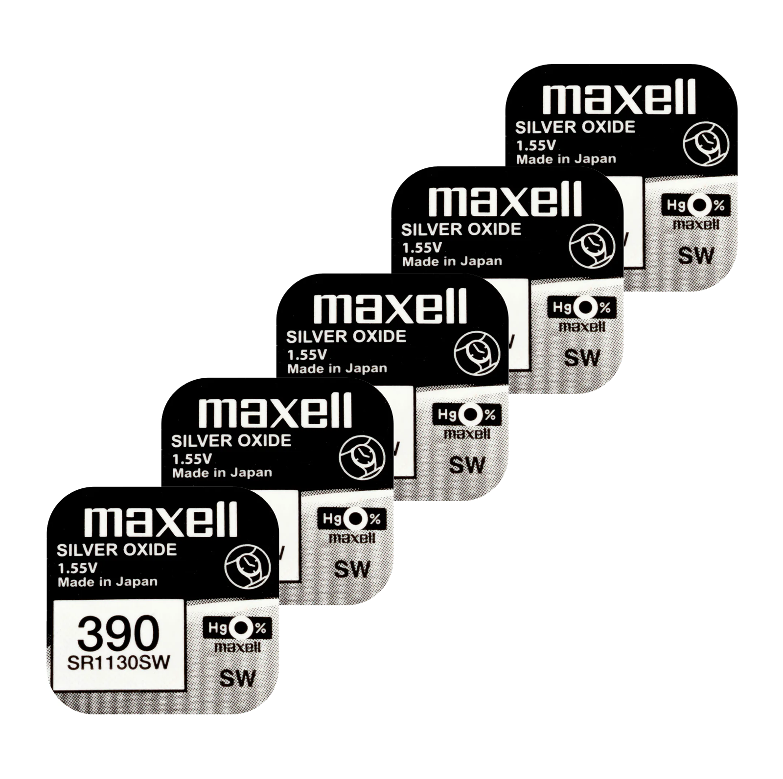 5 Maxell 390 389 SR1130SW Batteries Silver 1.55V Watch Battery Exp 2022