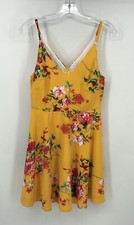 Lulus’s Yellow Tropic Summer Floral Print Short Dress Small Zipper A Line