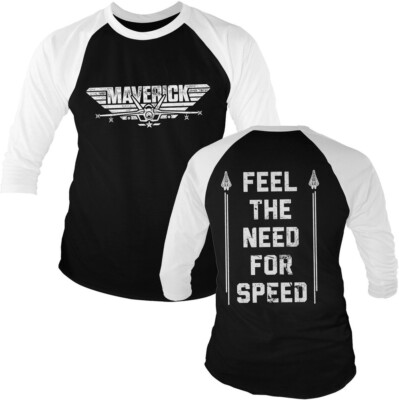 Top Gun Maverick Need For Speed Baseball 3/4 Sleeve Tee Longsleeve White-Black