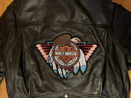 Vintage Harley Davidson Leather Jacket Eagle Motorcycle Biker Coat Black - Picture 21 of 24