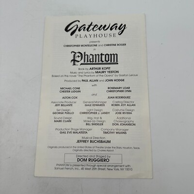 Phantom Gateway Playhouse Don Ruggiero New York UK