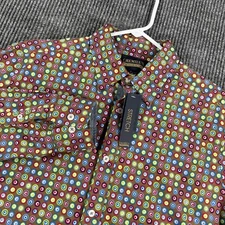Cremieux Shirt Mens Large Dotted Geometric Long Sleeve Button Up Stretch New