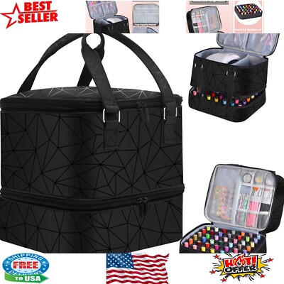 Double-layer Nail Polish Carrying Case: Stylish Design for 42+ Bottles and Lamp