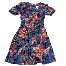 Urban Outfitters Dress Women's Emmy NEW Ruched Multi Floral Banded Button Sz  XS