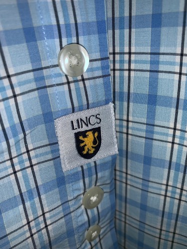 Lincs DC & Co Blue/White Plaid L/S 100% Cotton Excellent Condition Mens Size L - Picture 4 of 8