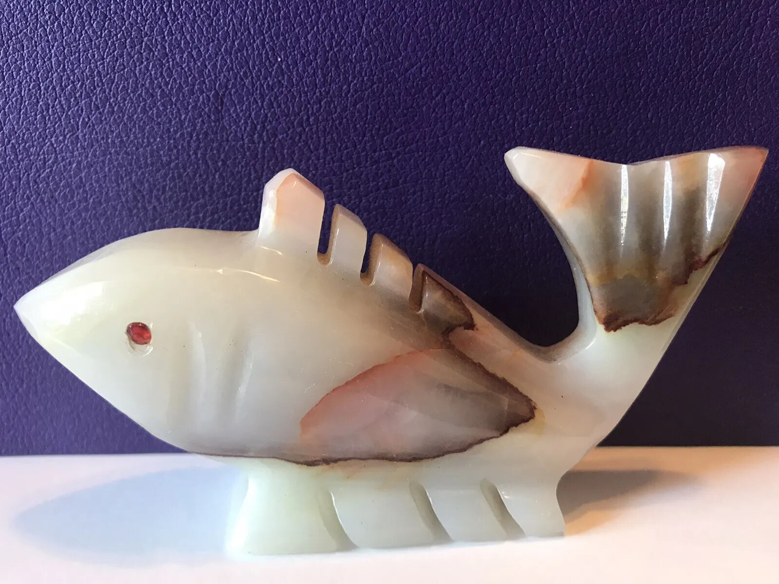 Hand carved Stone Salmon Fish “JUMPING” statue Pacific Northwest Inuit ...