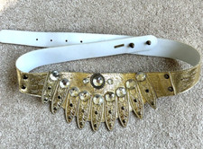 Ladies Vintage Gladiator Belt Statement Piece Gold Rhinestone type Stones Goddes