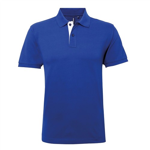 Mens Classic Contrast Polo Shirt Short Sleeve Casual Work Plain Asquith & Fox - Picture 24 of 27