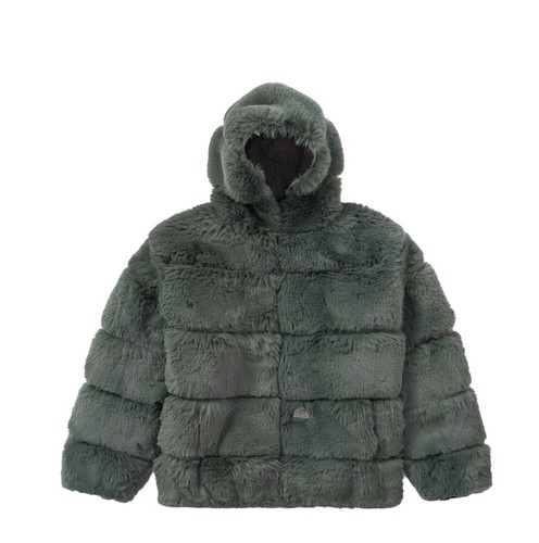 SUPREME/ WTAPS FAUX FUR HOODED JACKET GREEN/ SIZE LARGE (IN HAND)- FAST SHIP