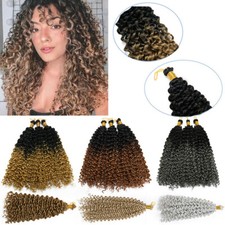 Ombre Thick As Human Kinky Curly Water Wave Crochet Braiding Hair Extensions US