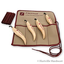 Flexcut #KN150 4-Piece RIght Hand Scorp set with Honing Stone and Pouch