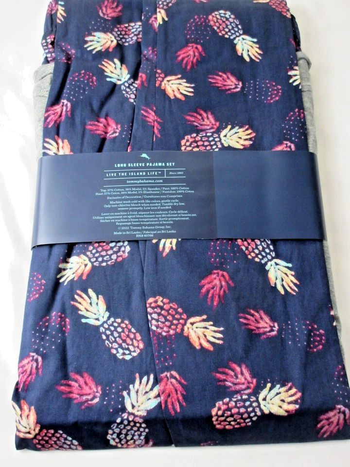 Tommy Bahama Hombre Manga Larga Island Life 2 Piezas Conjunto de Pijama Azul Marino Gris Nuevo con Etiquetas Foto 3 de 4