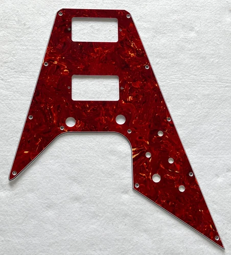 For Gibson Flying V Style Guitar Pickguard, 4 Ply Red Tortoise