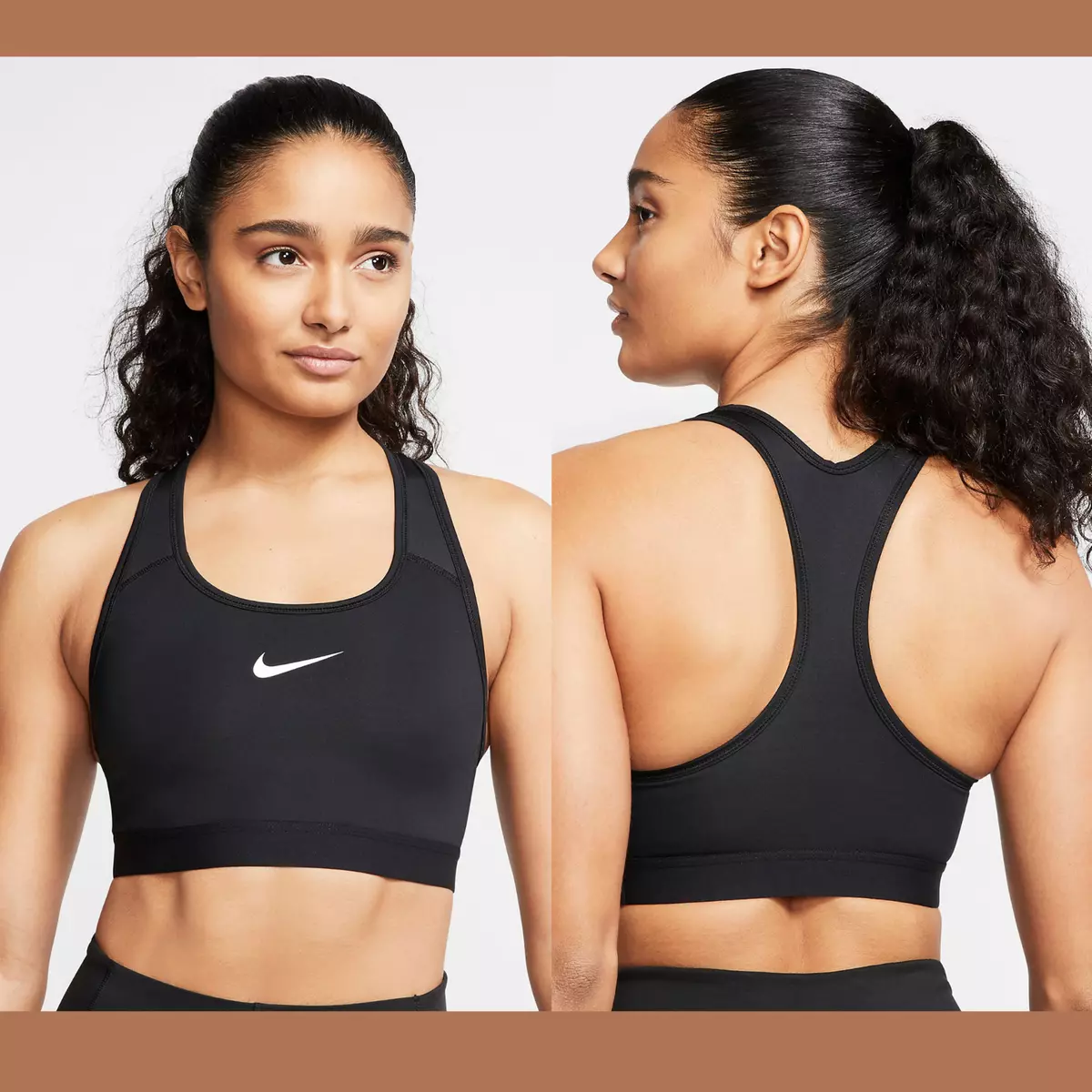 NEW $38 Nike Black Swoosh Sports Racerback Bra [ SZ Small ] #3122