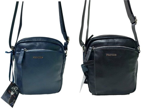 Tracolla Borsello Uomo in vera pelle Polo Club con tasche e chiusure a zip  | eBay