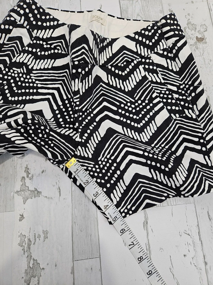 Pantalón Corto Mujer J Crew 2 Negro Marfil Estampado Geométrico Elástico Foto 4 de 4
