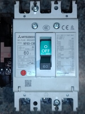 Mitsubishi NF63-CW 3P 60A Circuit Breaker  Alarm Switch Mazak Laser Hyper Turbo