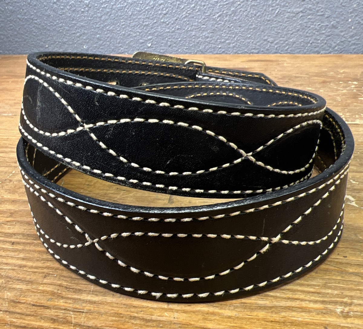 Vintage Tony Lama Black Leather Belt 38 Large Western Tony Lama Men main image 2