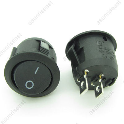 10 x Mini Rocker Switch Round Black 20mm 2Pin SPST Power ON-OFF 12V 110V 220V   