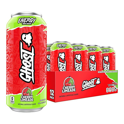 GHOST Energy Drink 12-Pack Cherry Limeade 16Oz Energy Focus No Artificial Colors