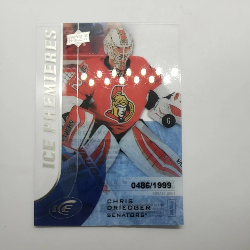 2015-16 UD Ice Premieres Rookie Chris Driedger /1499 - #107 - Image 2 of 4