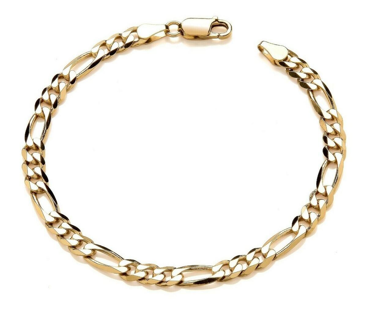 9ct Gold on 925 Sterling Silver Men's FIGARO Curb Bracelet